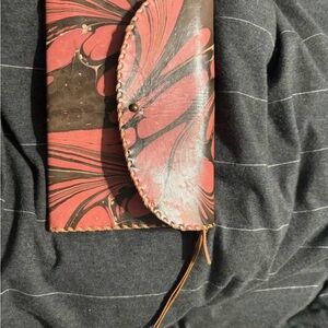 Red and Brown Swirl Leather Wallet